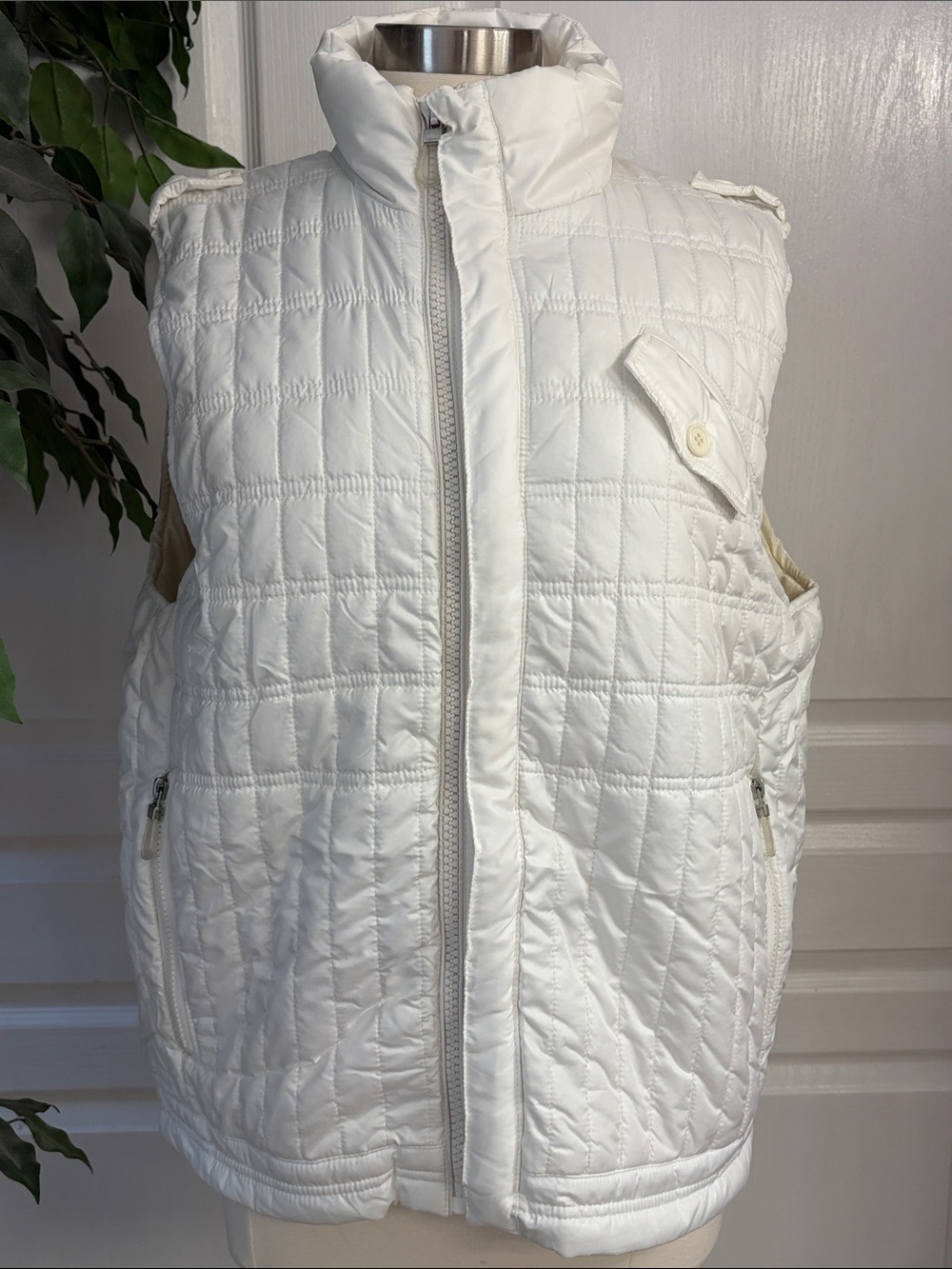 Vintage Franky Max 1991 Slim Fit Quilted Puffer Vest - Off White